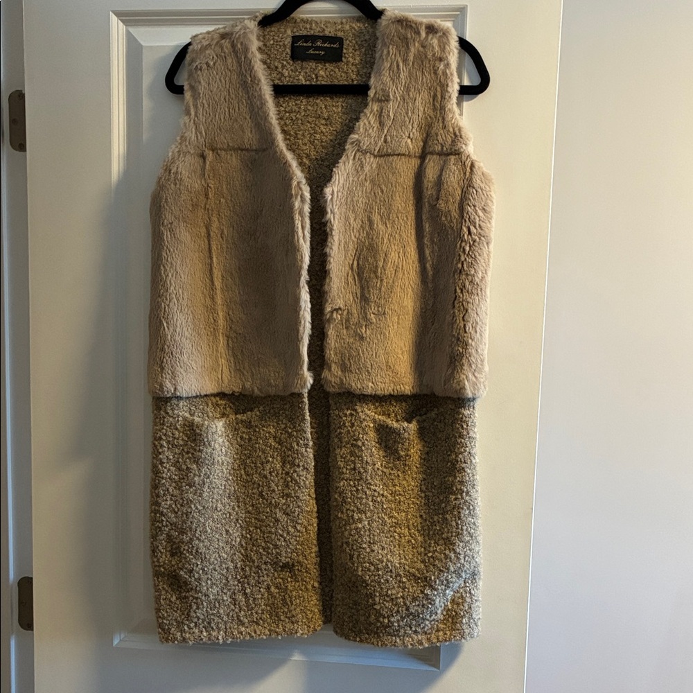 Linda Richard’s luxury rabbit and knit long vest